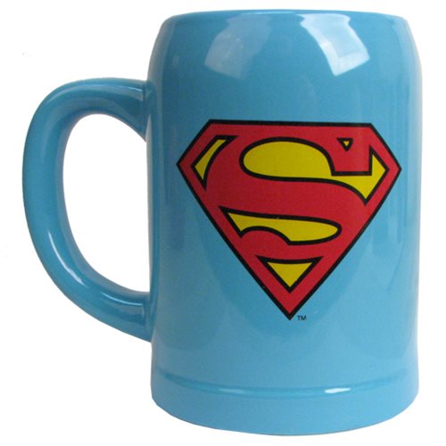 Superman Logo Blue Ceramic Stein